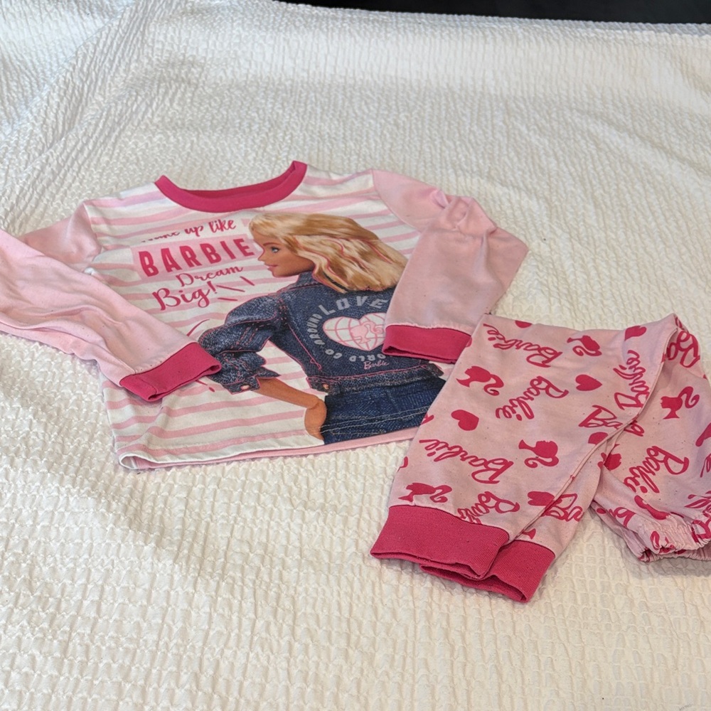Barbie Dream Big Kids Pajama Set - Pink and White